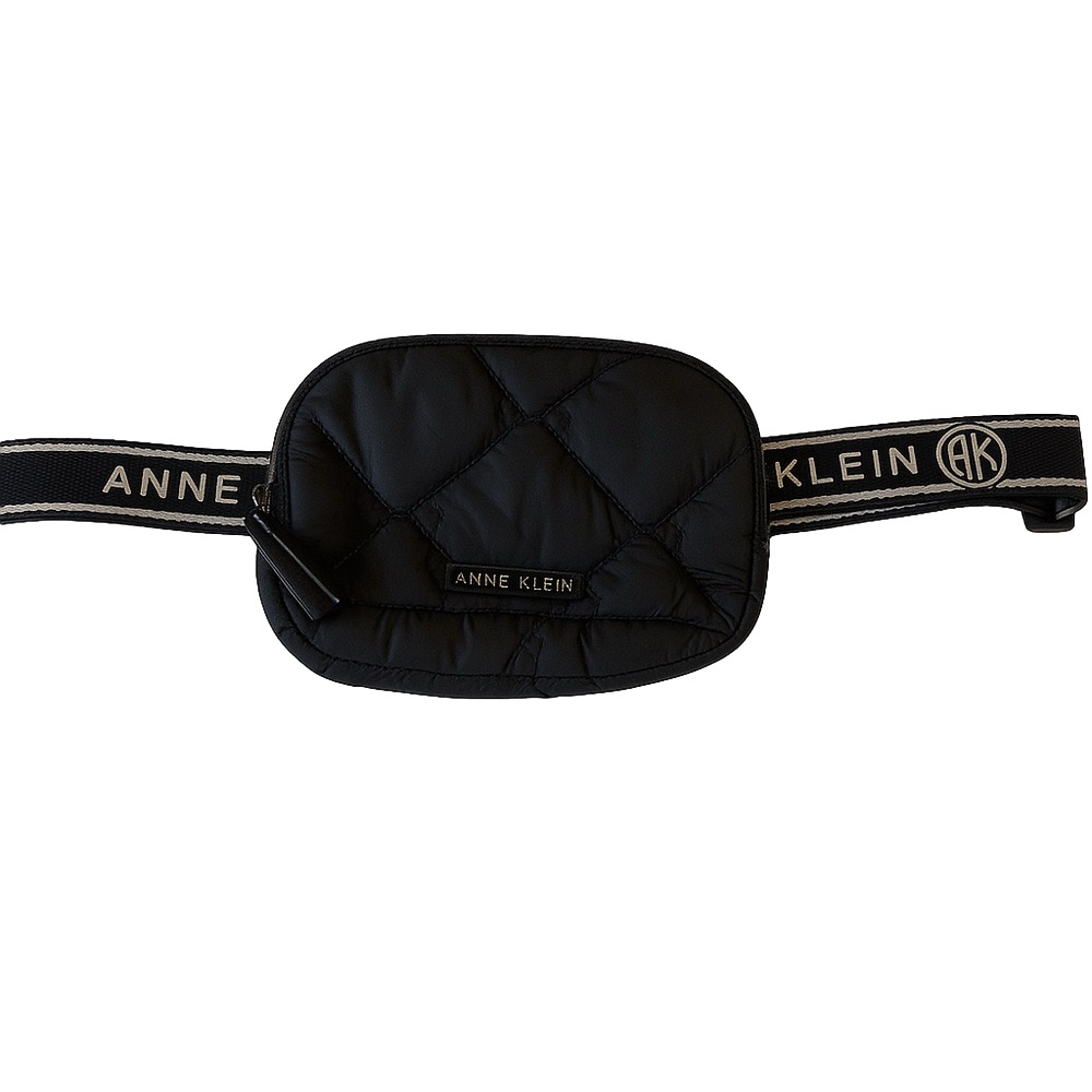 💫 Anne Klein Quilted Belt Bag | Black with Gold Hardware